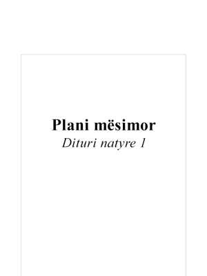 Plani mësimor Dituri natyre 1