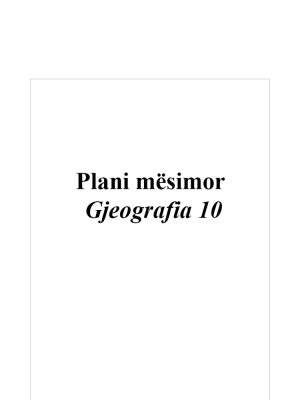 Plani mesimor Gjeografia 10