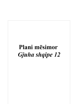 Plani mësimor Gjuha shqipe 12