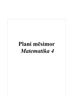 Plani mesimor Matematika 4