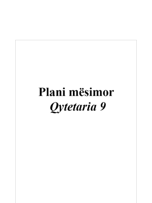 Plani mësimor Qytetaria 9