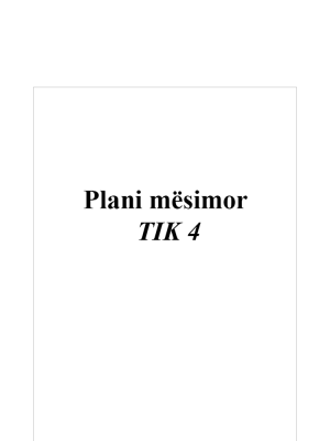 Plani mësimor TIK 4