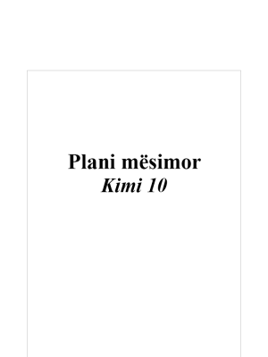 Plani mësimor Kimi 10