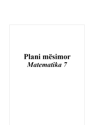 Plani mësimor Matematika 7
