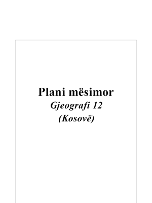 Plani mësimor Gjeografi 12 (Kosovë)