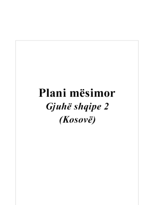 Plani mësimor Gjuhë shqipe 2 (Kosovë)