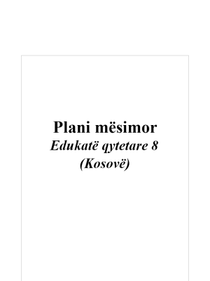 Plani mësimor Edukatë qytetare 8 (Kosovë)