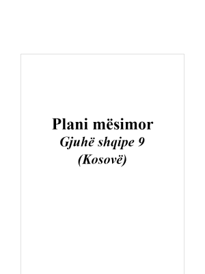 Plani mësimor Gjuhë shqipe 9 (Kosovë)