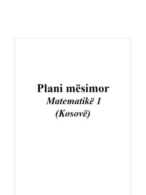 Plani mësimor Matematikë 1 (Kosovë)