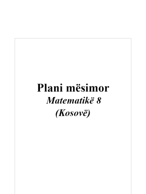 Plani mësimor Matematikë 8 (Kosovë)
