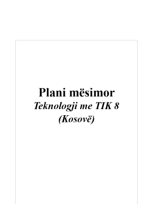 Plani mësimor Teknologji me TIK 8 (Kosovë)